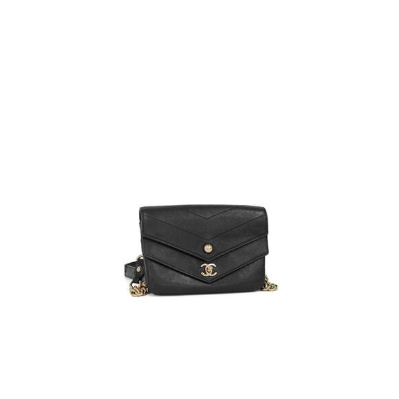 CHANEL Black Chevron Double Flap Crossbody Bag A-A25429 - Picture 2 of 10